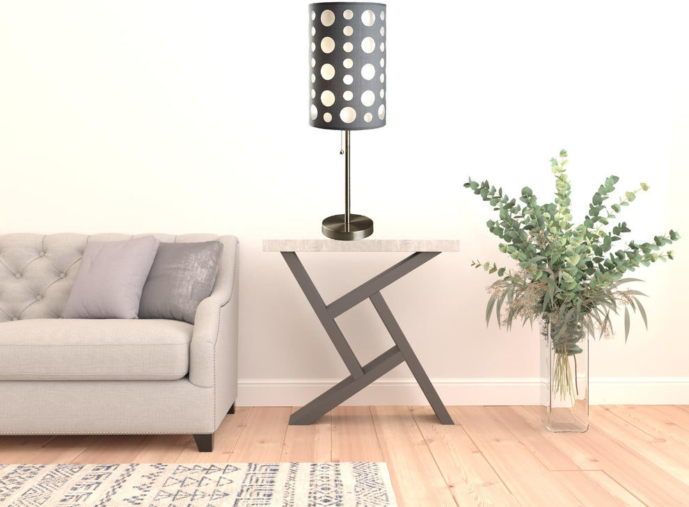 33" Silver Metal Mod Table Lamp With Black And Green Drum Shade By Homeroots | Table Lamps | Modishstore - 35