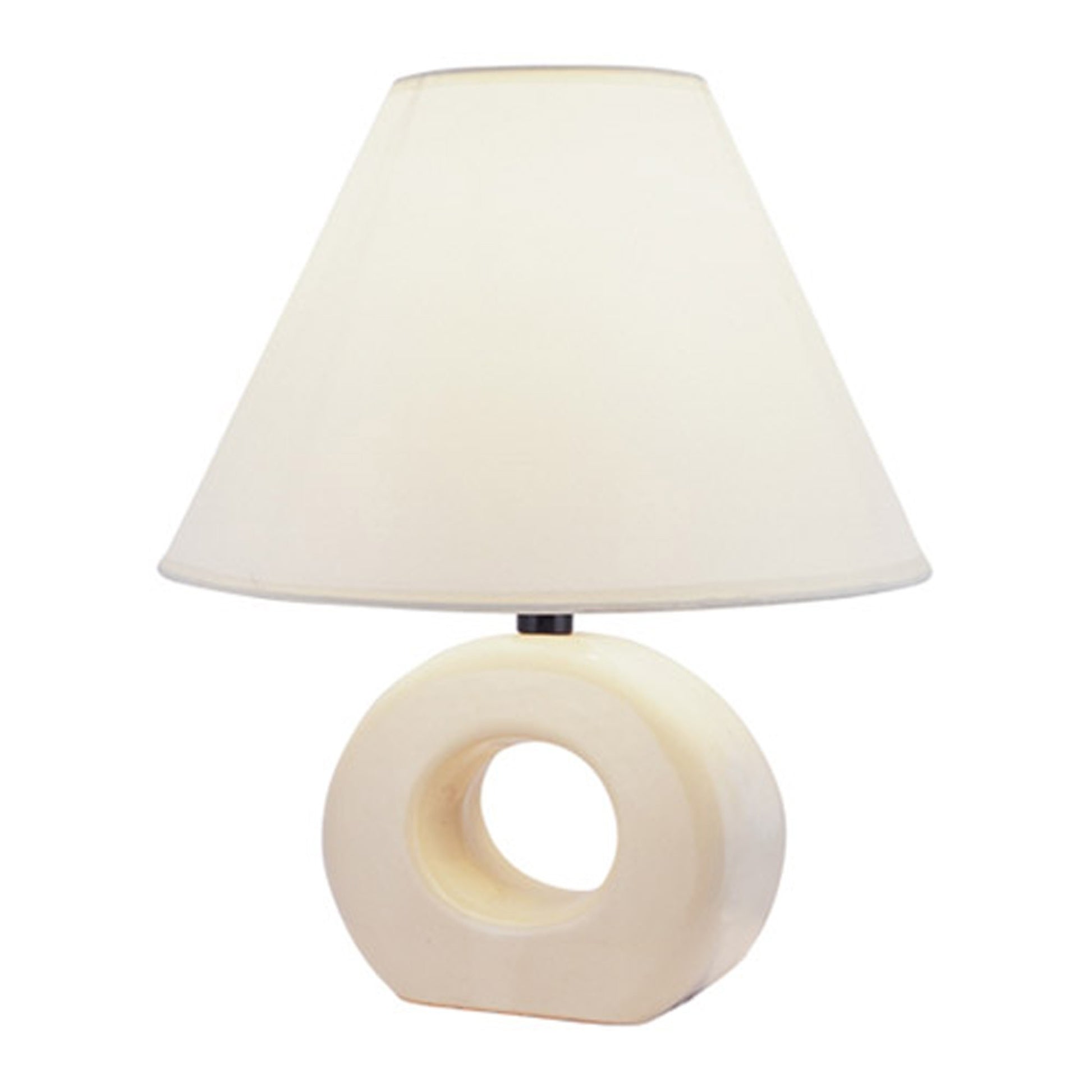 Contempo Geo Circle Beige Certamic Table Lamp By Homeroots | Table Lamps | Modishstore - 2