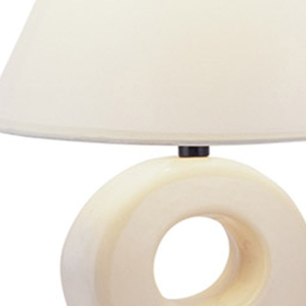 Contempo Geo Circle Beige Certamic Table Lamp By Homeroots | Table Lamps | Modishstore - 4