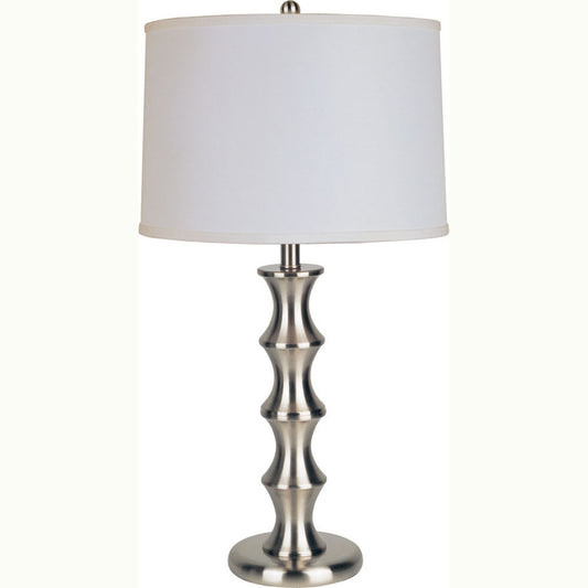 Contemporary Silver Table Lamp with White Shade By Homeroots - 468489