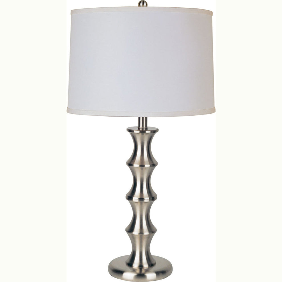 Contemporary Silver Table Lamp with White Shade By Homeroots - 468489 | Table Lamps | Modishstore - 2