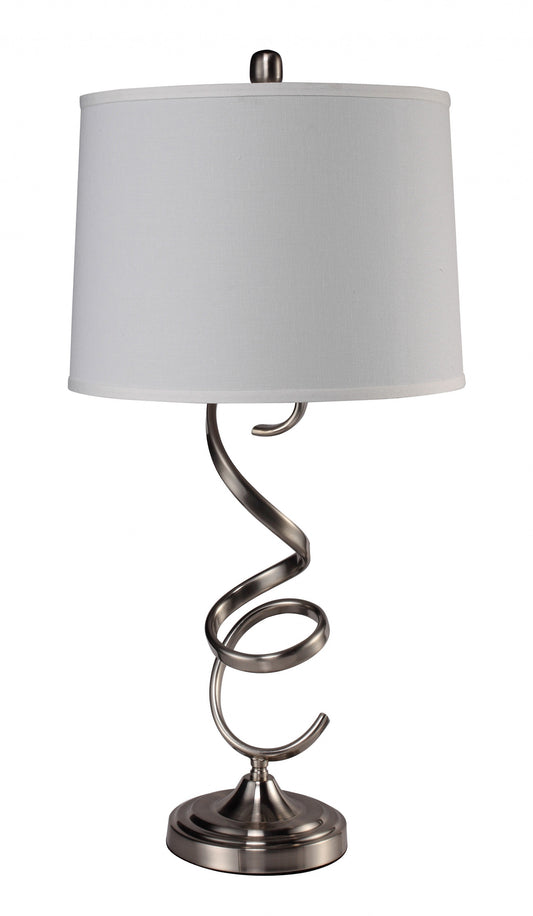 Contemporary Silver Table Lamp with White Shade By Homeroots - 468496