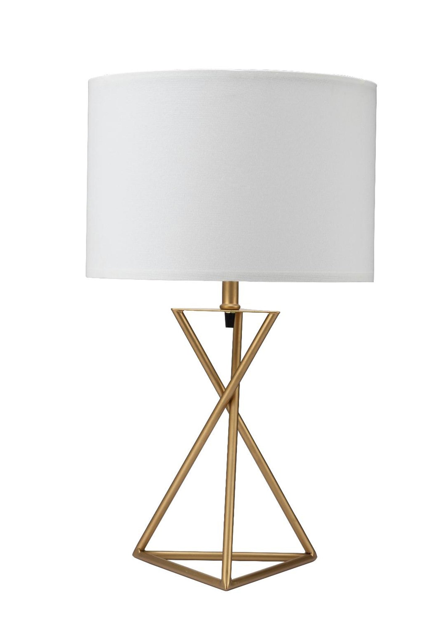 Contemporary Gold Geo Table Lamp with White Shade By Homeroots | Table Lamps | Modishstore