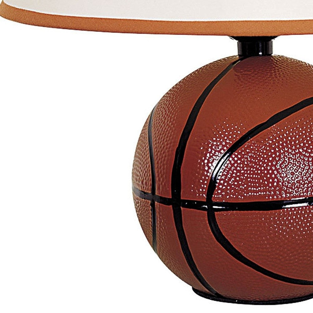 Basketball Shaped Table Lamp with White Shade By Homeroots | Table Lamps | Modishstore - 3