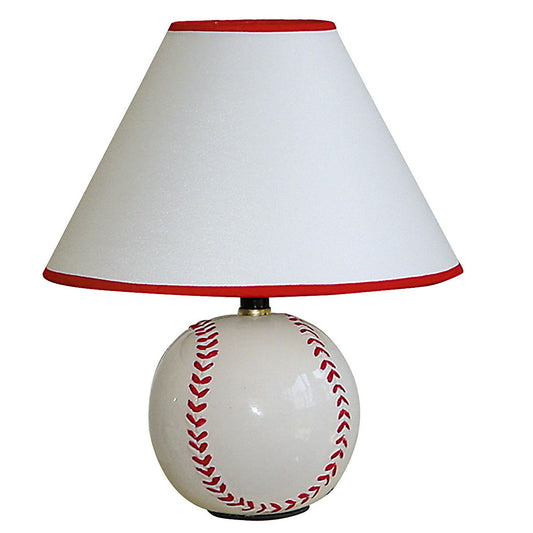 Baseball Shaped Table Lamp with White Shade By Homeroots | Table Lamps | Modishstore