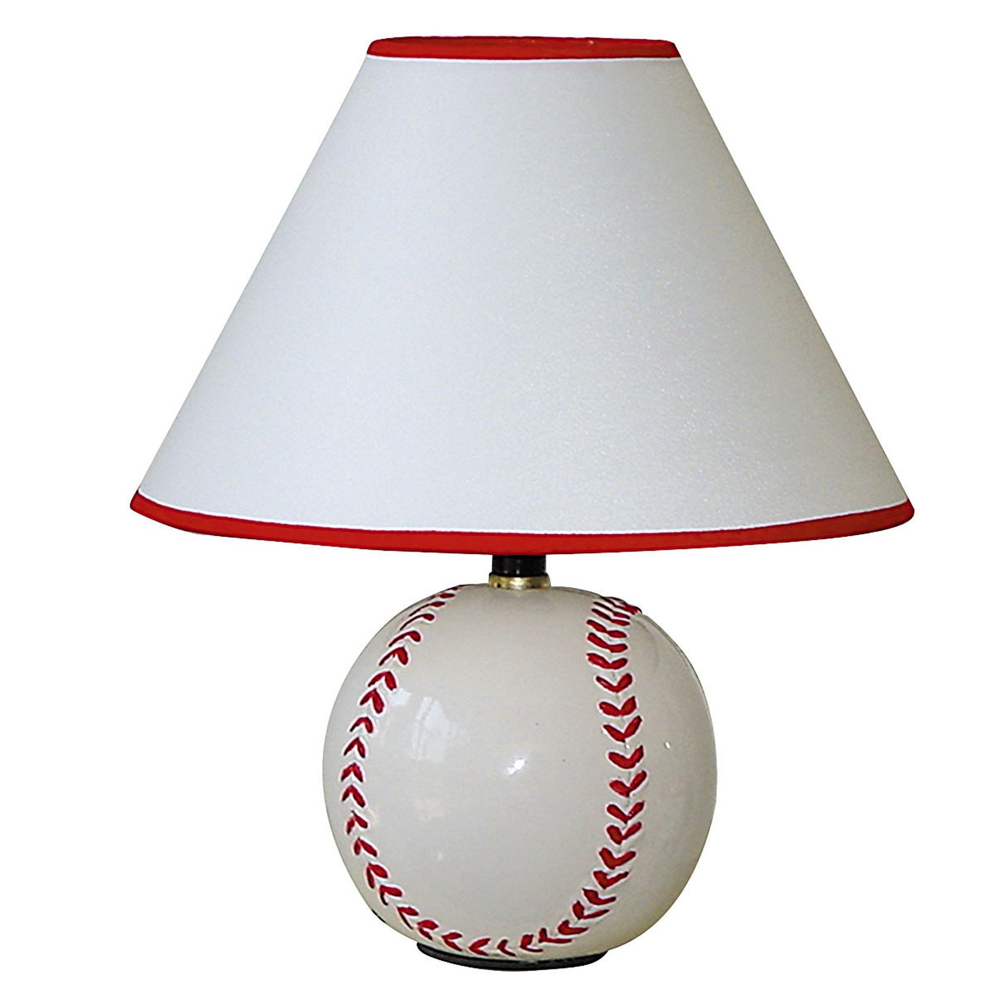Baseball Shaped Table Lamp with White Shade By Homeroots | Table Lamps | Modishstore - 2