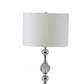 30" Silver Metal Bedside Table Lamp With White Classic Drum Shade By Homeroots | Table Lamps | Modishstore - 2