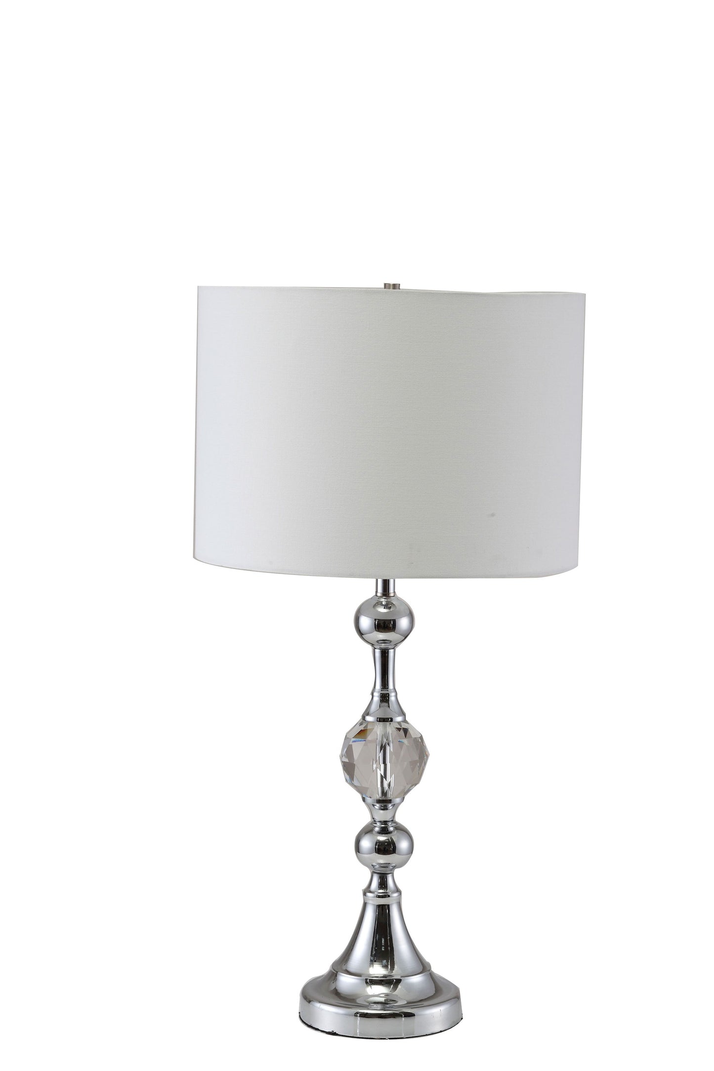 30" Silver Metal Bedside Table Lamp With White Classic Drum Shade By Homeroots | Table Lamps | Modishstore - 2