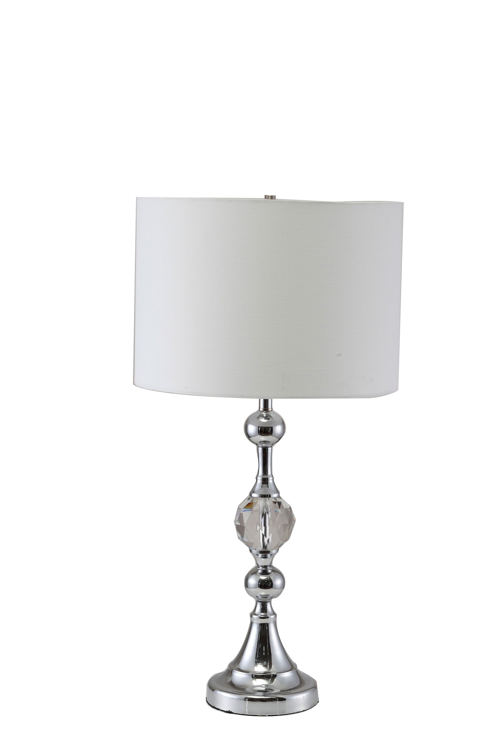 30" Silver Metal Bedside Table Lamp With White Classic Drum Shade By Homeroots | Table Lamps | Modishstore - 2