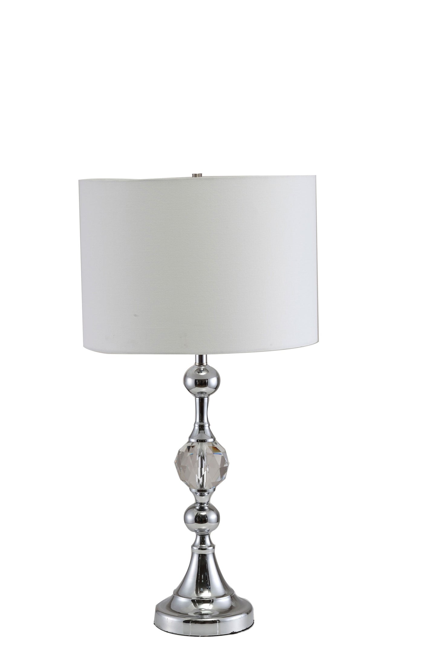 30" Silver Metal Bedside Table Lamp With White Classic Drum Shade By Homeroots | Table Lamps | Modishstore - 4