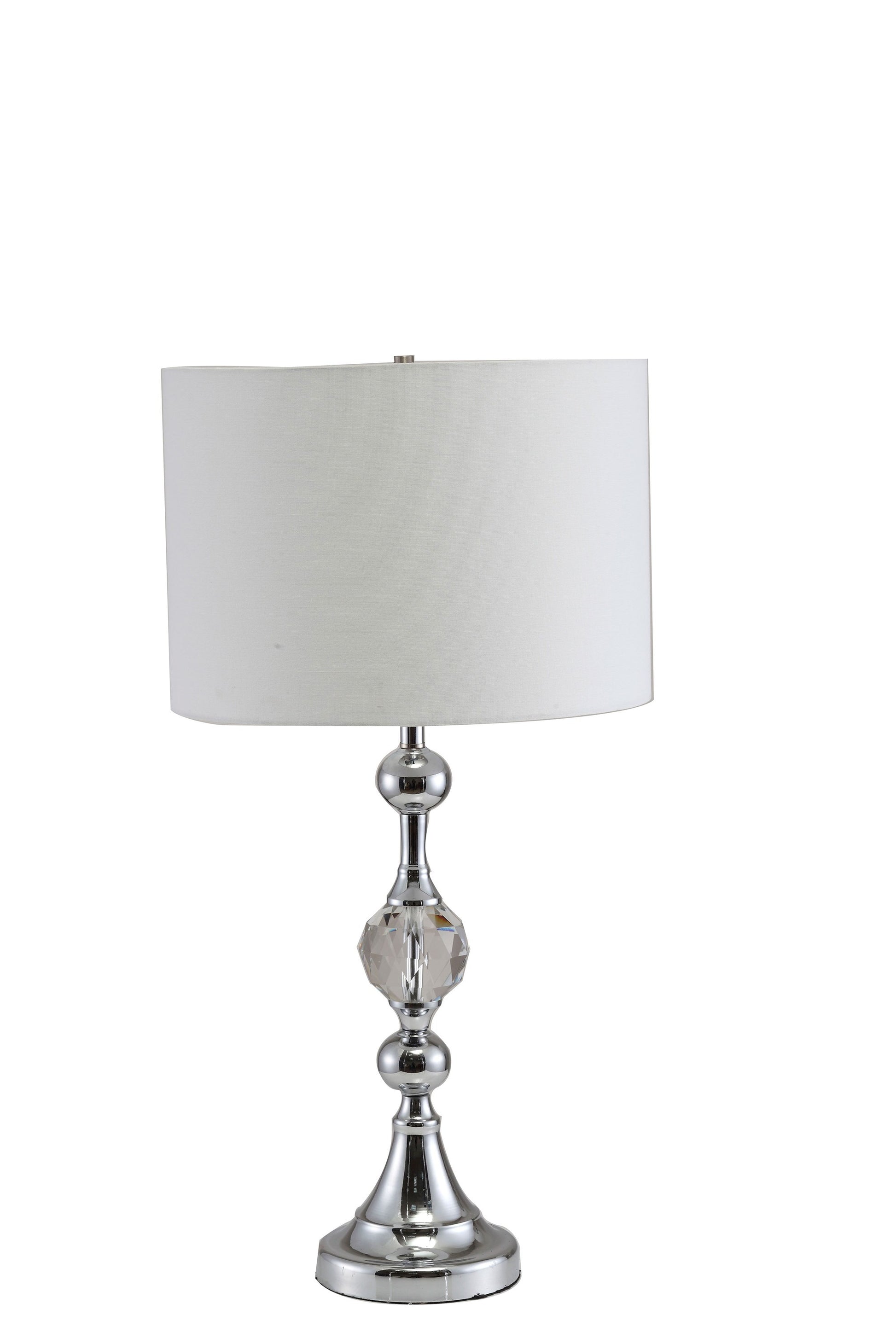 30" Silver Metal Bedside Table Lamp With White Classic Drum Shade By Homeroots | Table Lamps | Modishstore - 4