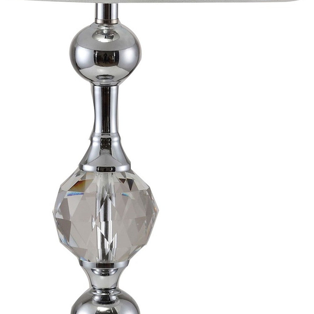 30" Silver Metal Bedside Table Lamp With White Classic Drum Shade By Homeroots | Table Lamps | Modishstore - 5