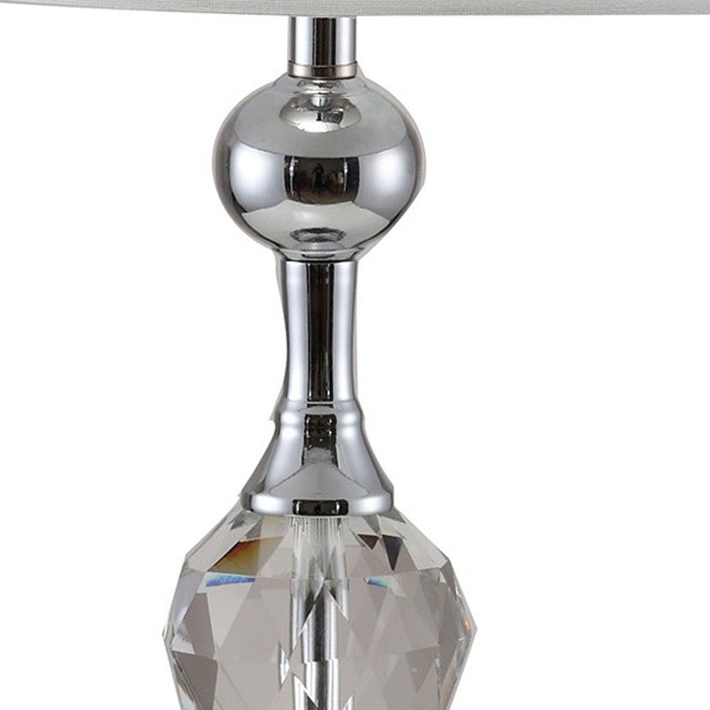 30" Silver Metal Bedside Table Lamp With White Classic Drum Shade By Homeroots | Table Lamps | Modishstore - 6