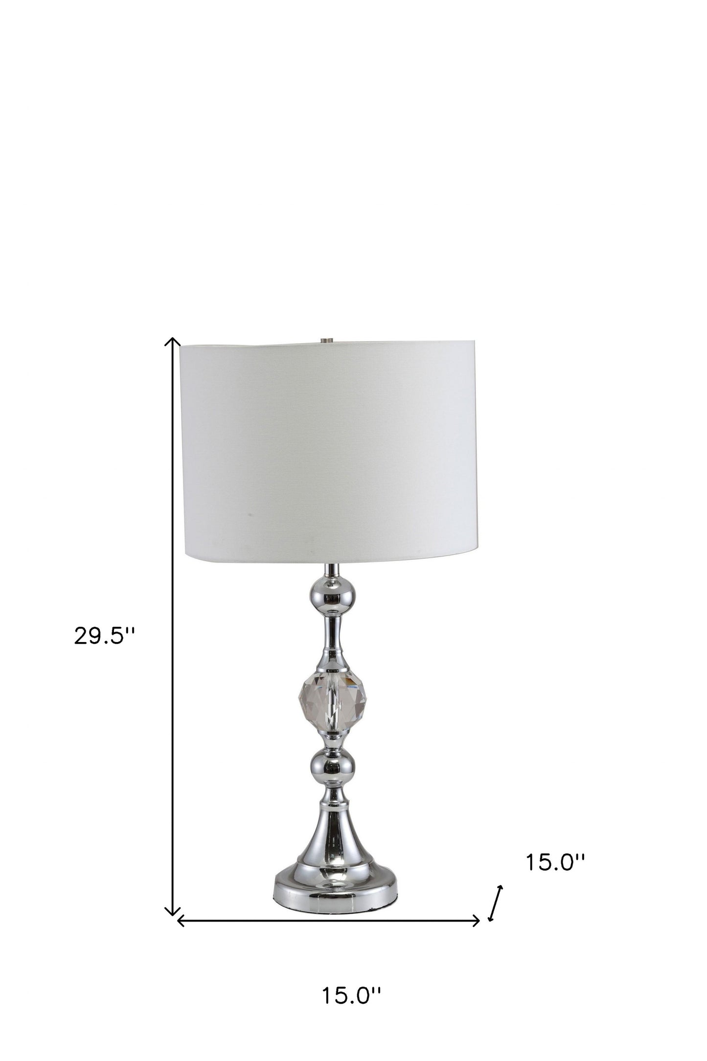 30" Silver Metal Bedside Table Lamp With White Classic Drum Shade By Homeroots | Table Lamps | Modishstore - 7