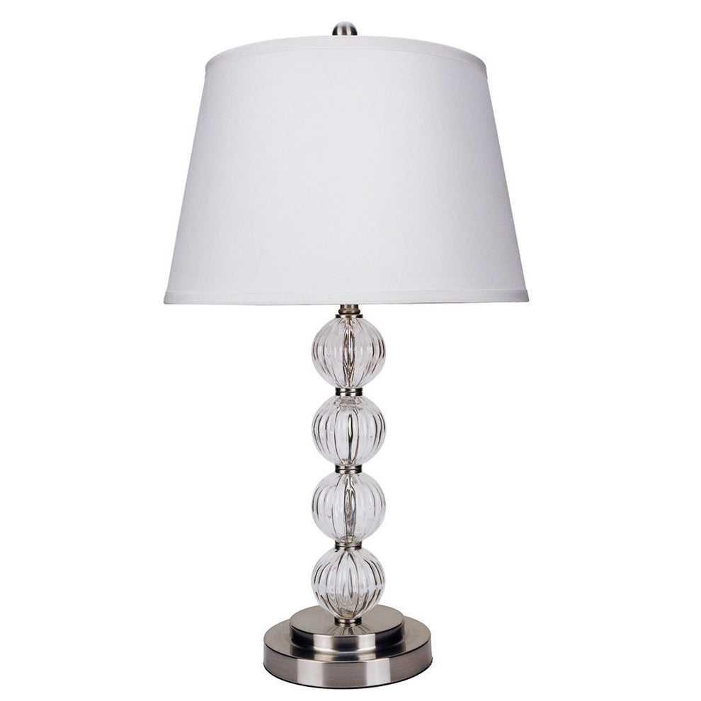 29" Silver Metal Table Lamp With White Classic Empire Shade By Homeroots | Table Lamps | Modishstore - 2