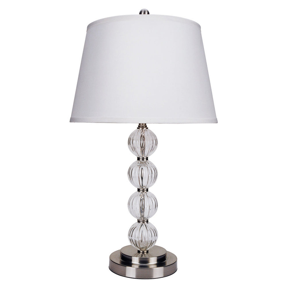 29" Silver Metal Table Lamp With White Classic Empire Shade By Homeroots | Table Lamps | Modishstore - 3