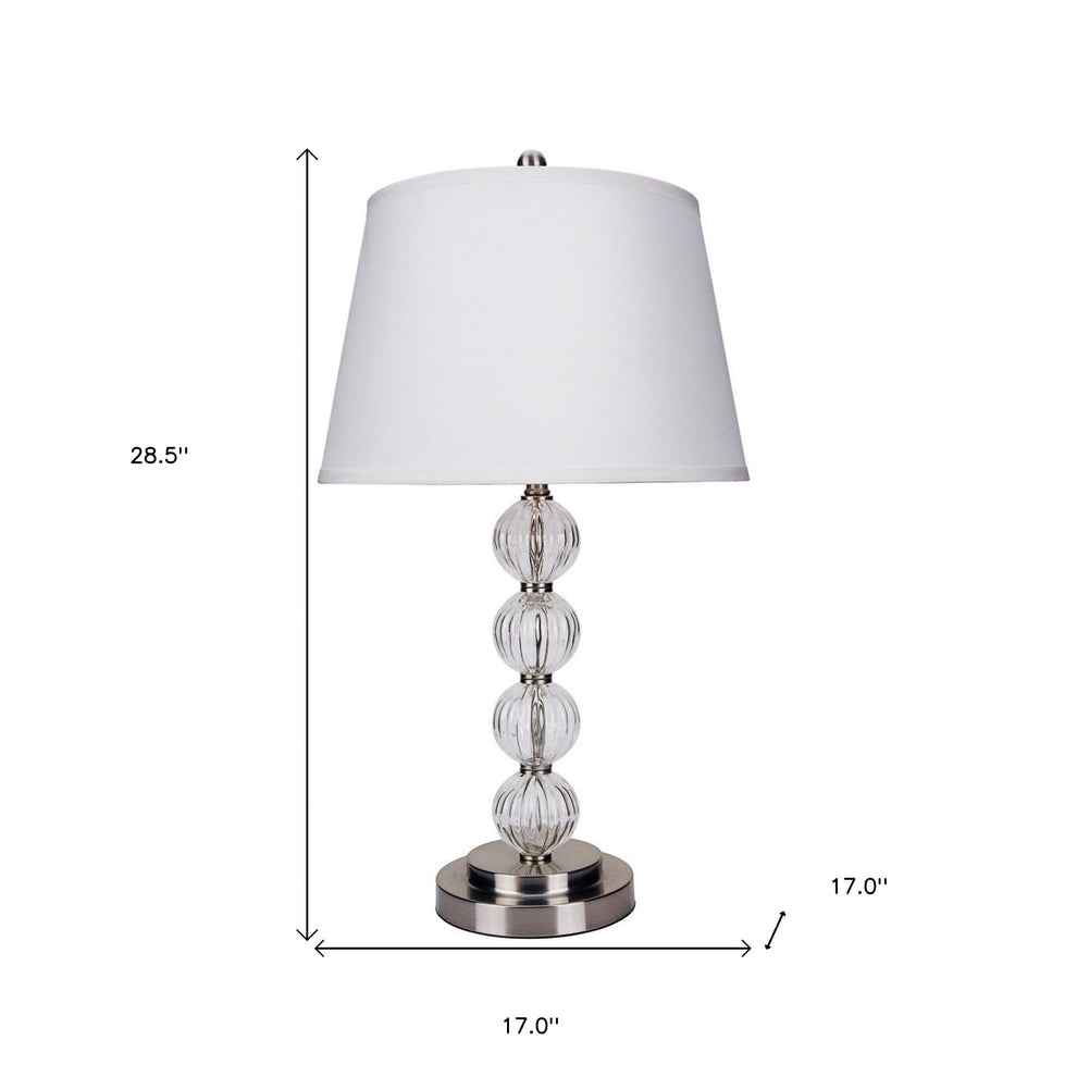 29" Silver Metal Table Lamp With White Classic Empire Shade By Homeroots | Table Lamps | Modishstore - 6