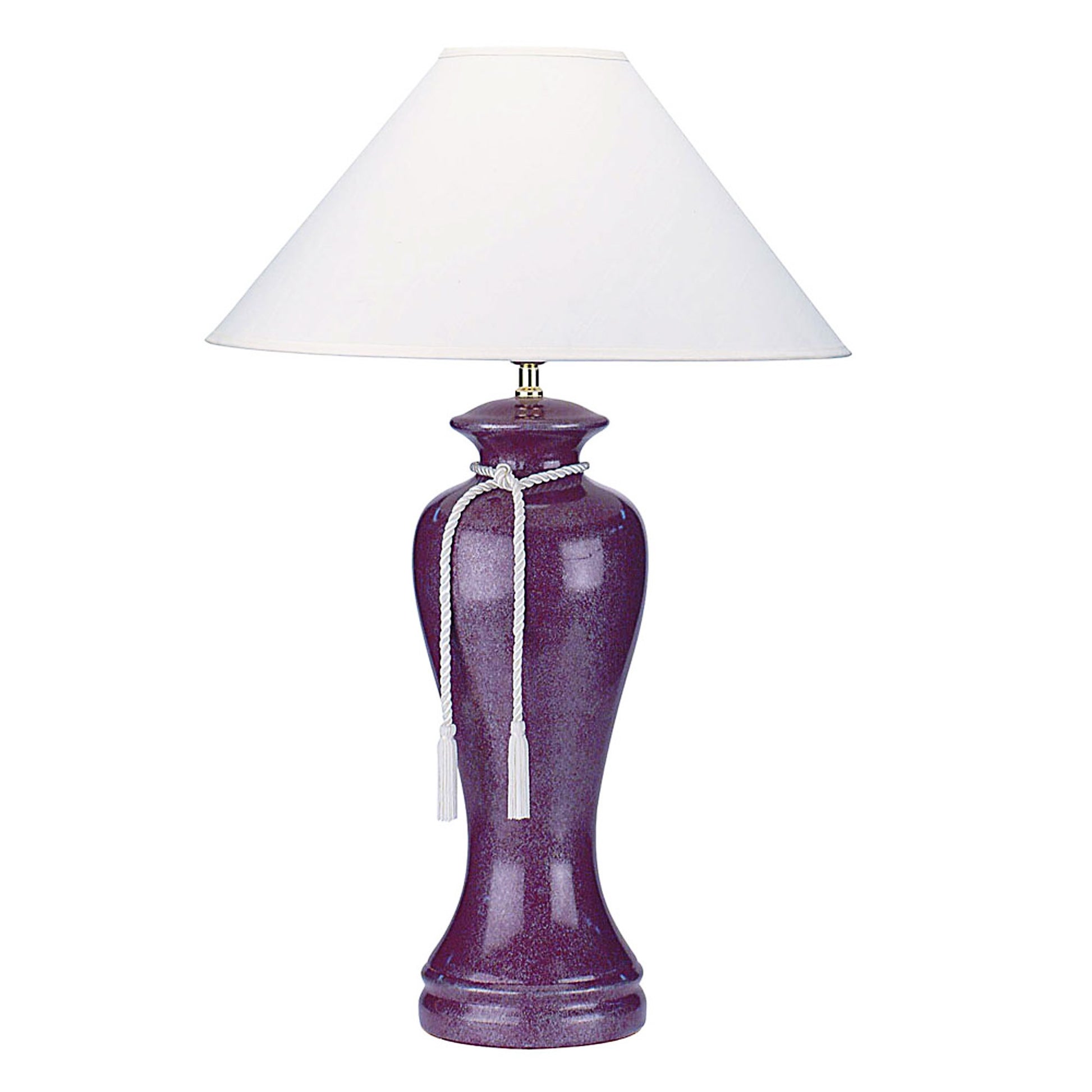 35" Red Burgundy Glaze Ceramic Urn Table Lamp With White Classic Empire Shade By Homeroots | Table Lamps | Modishstore