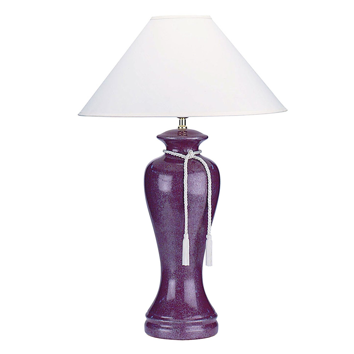 35" Red Burgundy Glaze Ceramic Urn Table Lamp With White Classic Empire Shade By Homeroots | Table Lamps | Modishstore - 2
