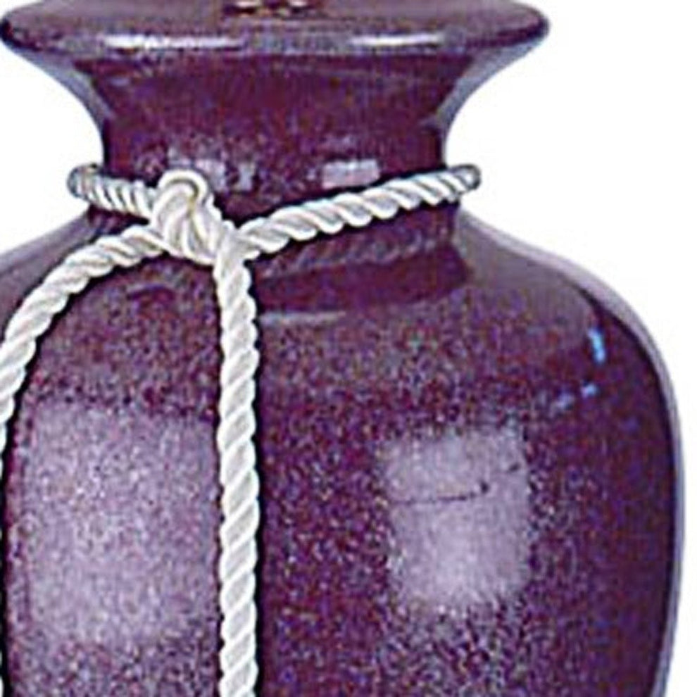 35" Red Burgundy Glaze Ceramic Urn Table Lamp With White Classic Empire Shade By Homeroots | Table Lamps | Modishstore - 5