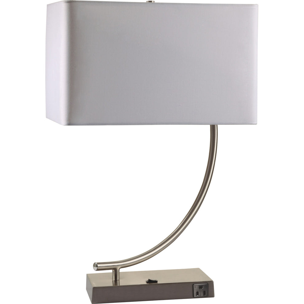 23" Silver Curved Table Lamp With White Rectangle Shade By Homeroots | Table Lamps | Modishstore - 2