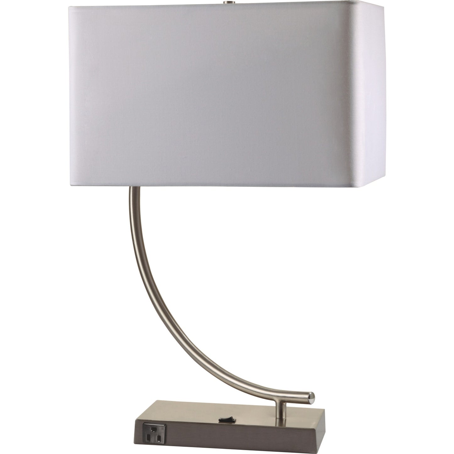 23" Silver Curved Table Lamp With White Rectangle Shade By Homeroots | Table Lamps | Modishstore - 2
