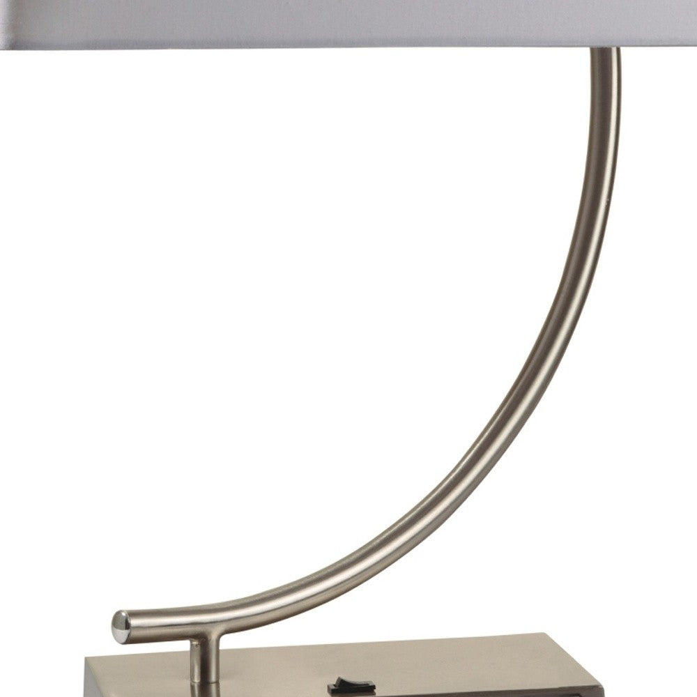 23" Silver Curved Table Lamp With White Rectangle Shade By Homeroots | Table Lamps | Modishstore - 3