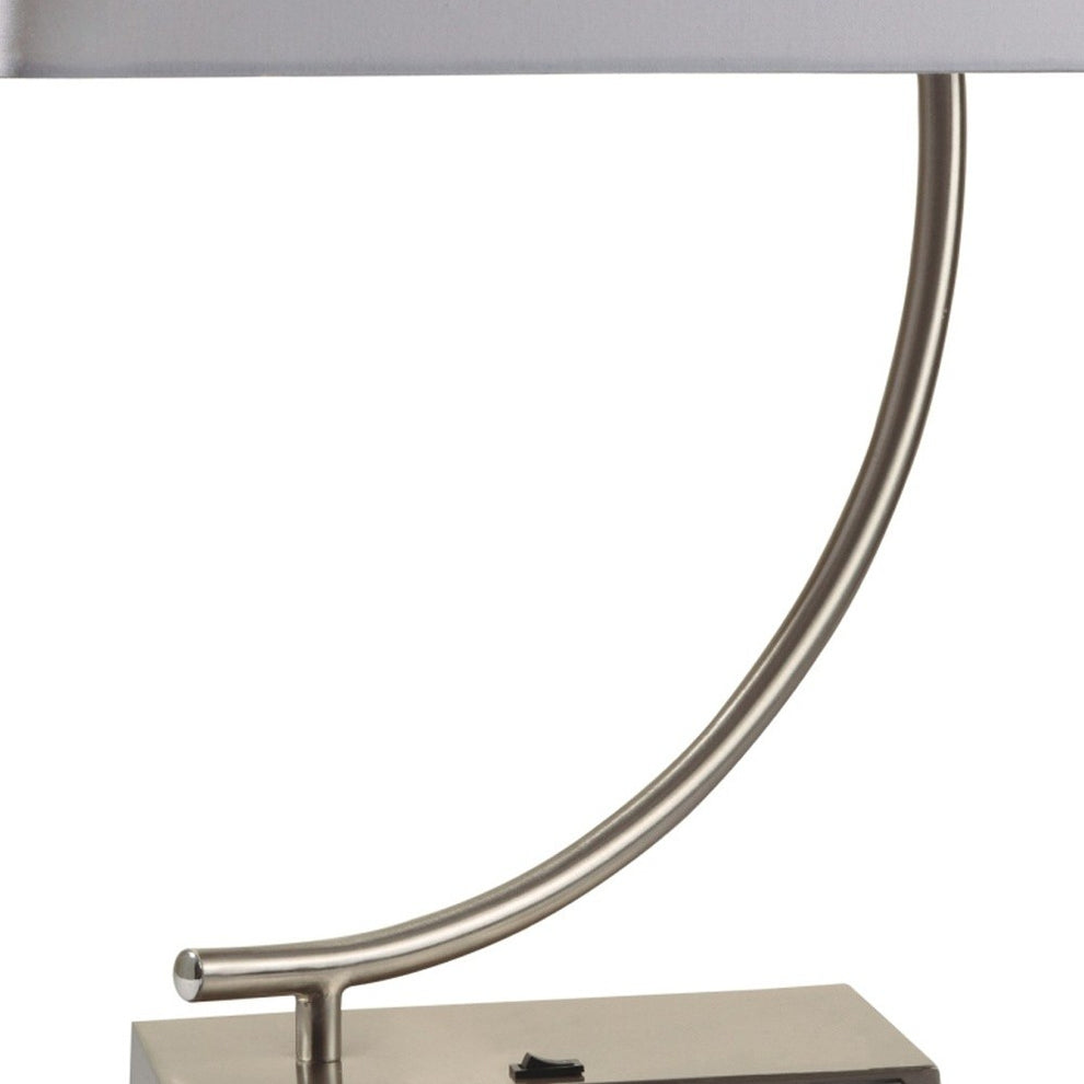 23" Silver Curved Table Lamp With White Rectangle Shade By Homeroots | Table Lamps | Modishstore - 4