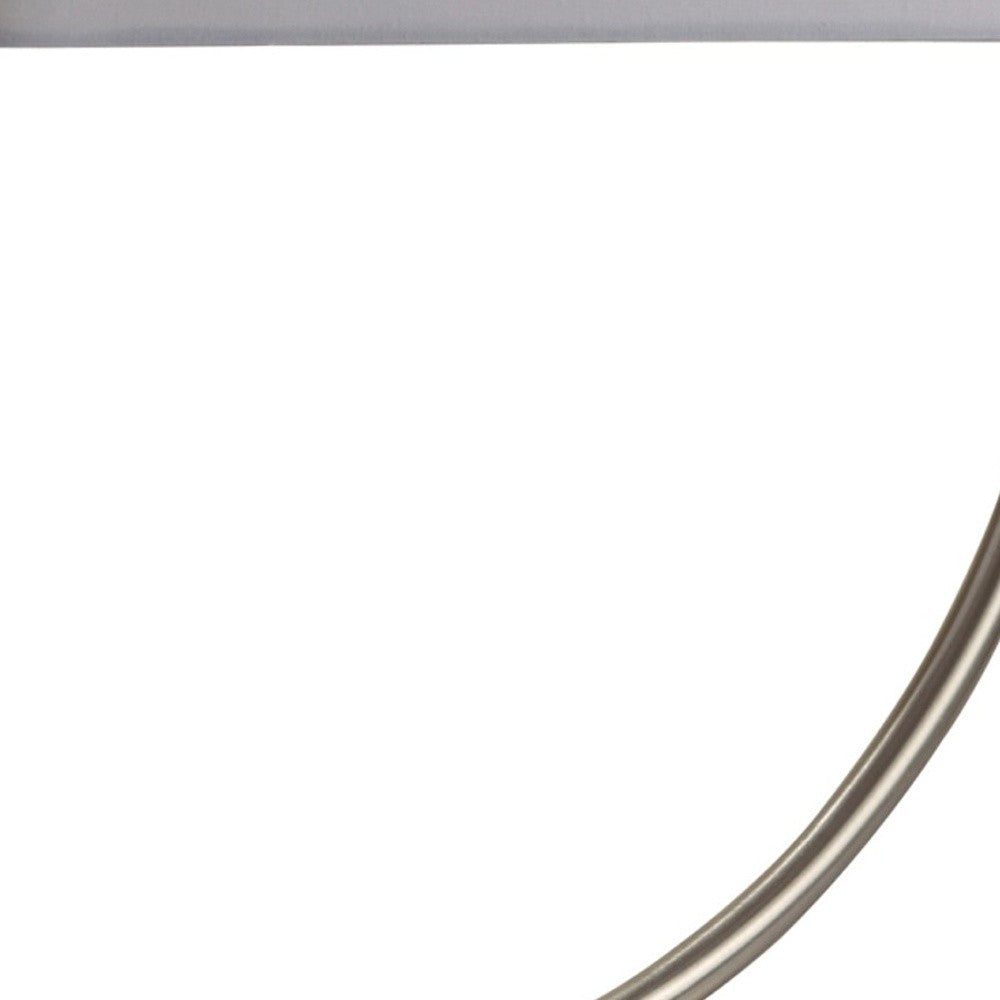 23" Silver Curved Table Lamp With White Rectangle Shade By Homeroots | Table Lamps | Modishstore - 4