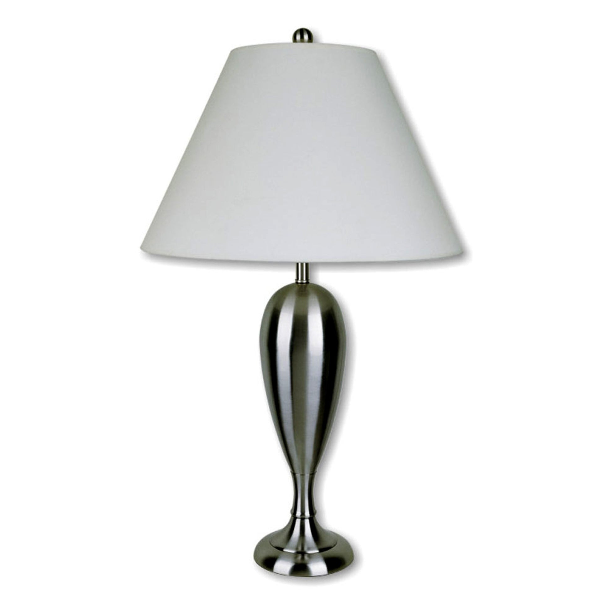 29" Nickel Metal Urn Table Lamp With White Classic Empire Shade By Homeroots | Table Lamps | Modishstore