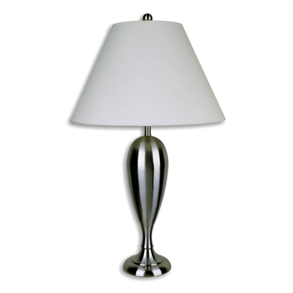 29" Nickel Metal Urn Table Lamp With White Classic Empire Shade By Homeroots | Table Lamps | Modishstore - 3