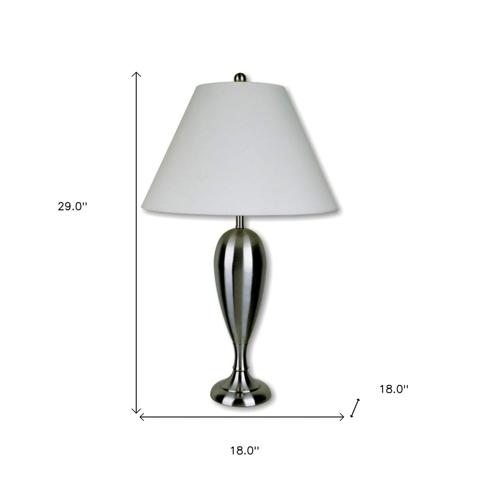 29" Nickel Metal Urn Table Lamp With White Classic Empire Shade By Homeroots | Table Lamps | Modishstore - 6