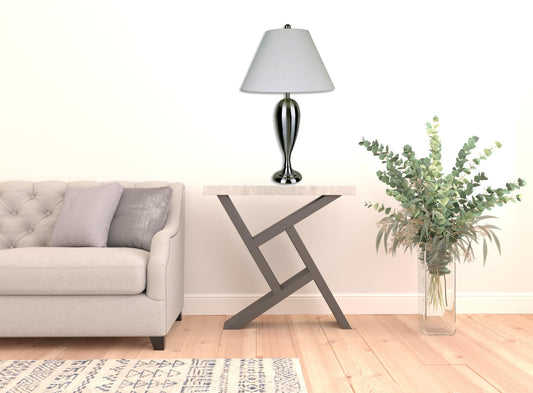 29" Nickel Metal Urn Table Lamp With White Classic Empire Shade By Homeroots | Table Lamps | Modishstore