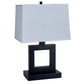22" Bronze Open Square Table Lamp With White Rectangle Shade By Homeroots | Table Lamps | Modishstore - 3