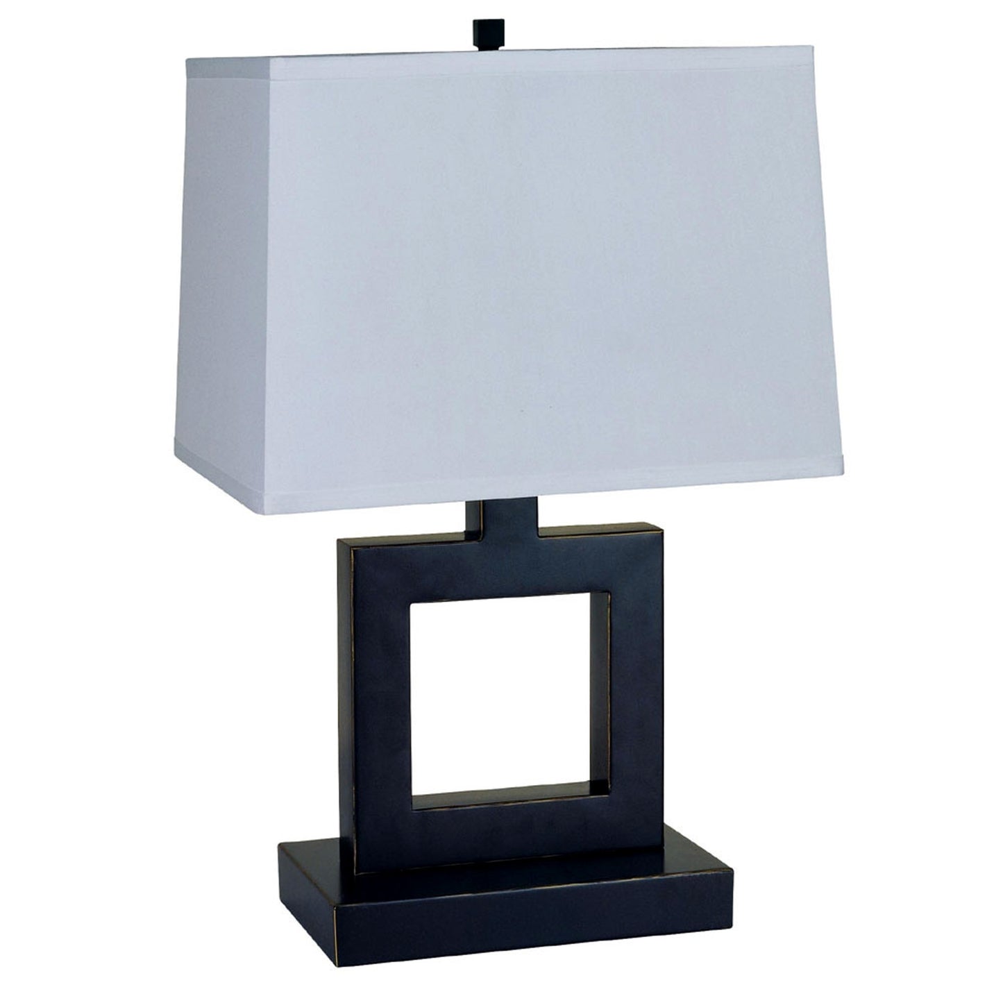 22" Bronze Open Square Table Lamp With White Rectangle Shade By Homeroots | Table Lamps | Modishstore - 3