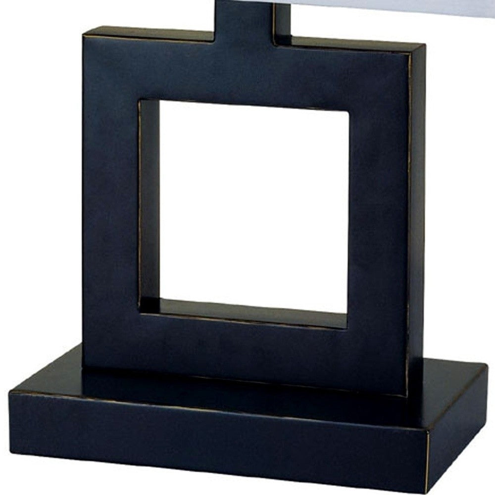 22" Bronze Open Square Table Lamp With White Rectangle Shade By Homeroots | Table Lamps | Modishstore - 4