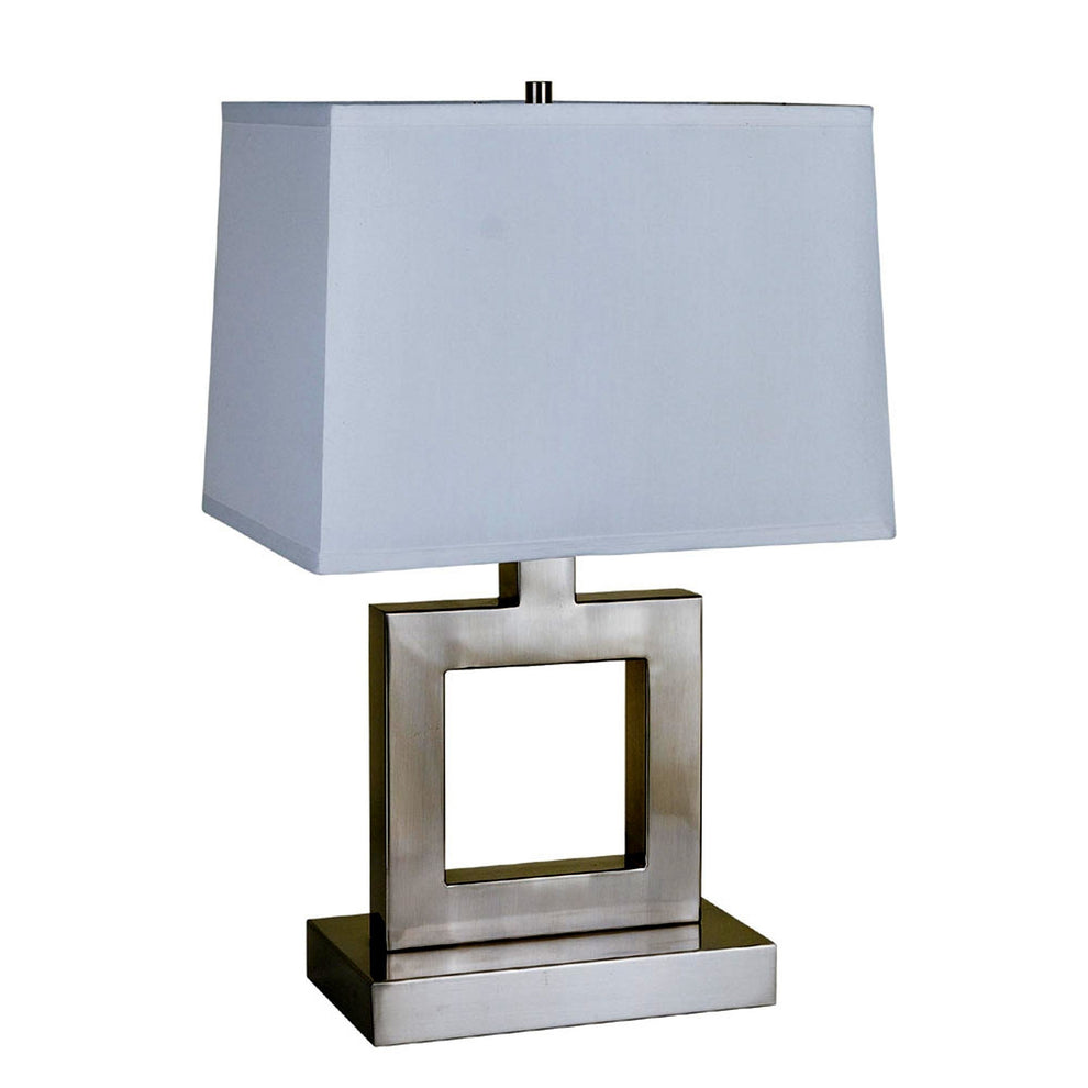 22" Nicekl Open Square Table Lamp With White Rectangle Shade By Homeroots | Table Lamps | Modishstore - 3