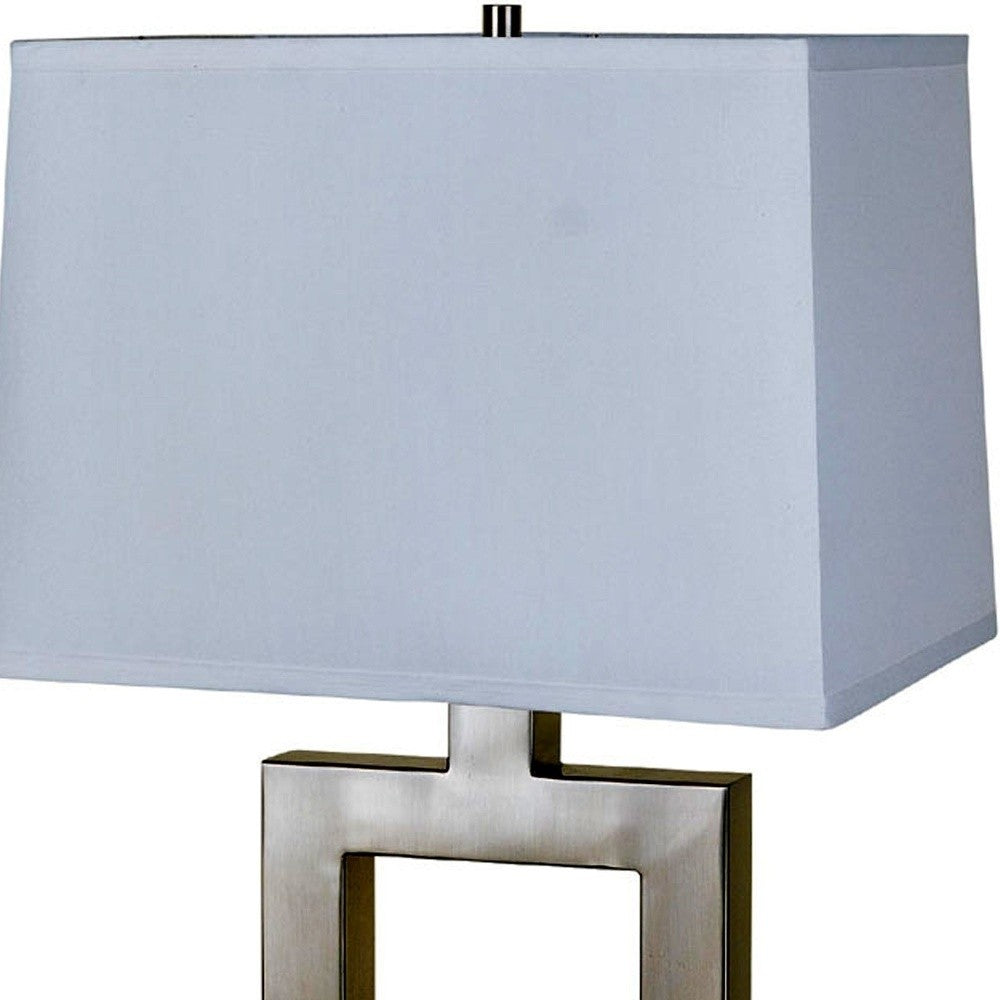 22" Nicekl Open Square Table Lamp With White Rectangle Shade By Homeroots | Table Lamps | Modishstore - 3