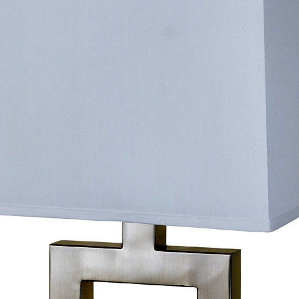 22" Nicekl Open Square Table Lamp With White Rectangle Shade By Homeroots | Table Lamps | Modishstore - 4
