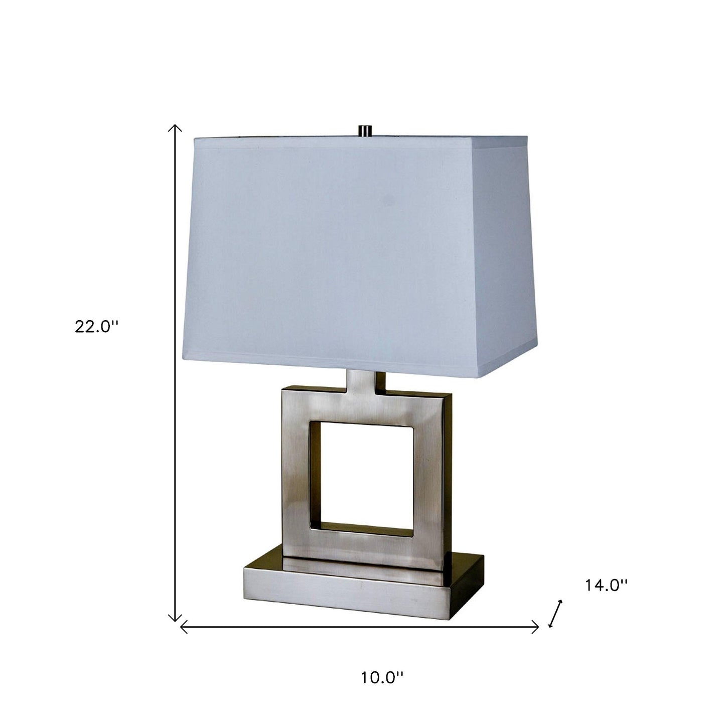 22" Nicekl Open Square Table Lamp With White Rectangle Shade By Homeroots | Table Lamps | Modishstore - 5
