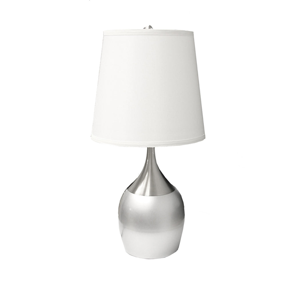 25" Silver Metal Gourd Table Lamp With White Tapered Drum Shade By Homeroots | Table Lamps | Modishstore - 2