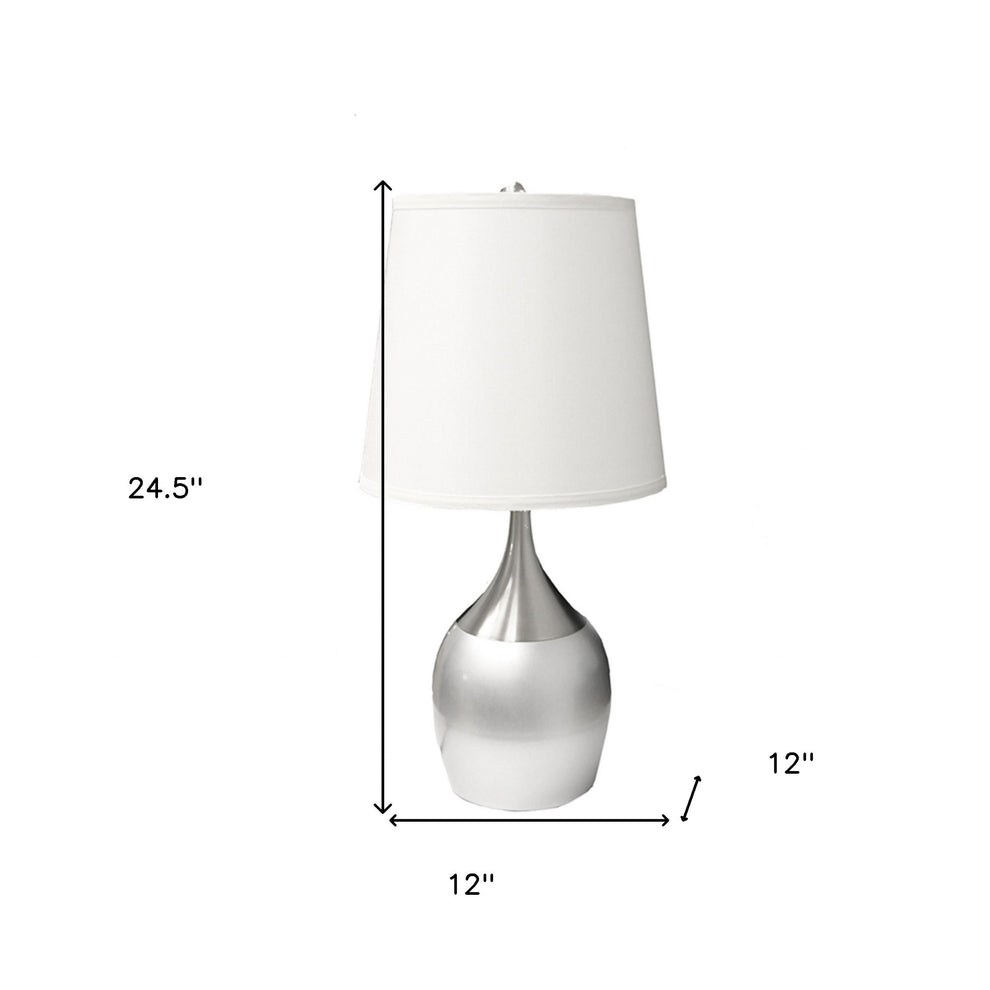 25" Silver Metal Gourd Table Lamp With White Tapered Drum Shade By Homeroots | Table Lamps | Modishstore - 6