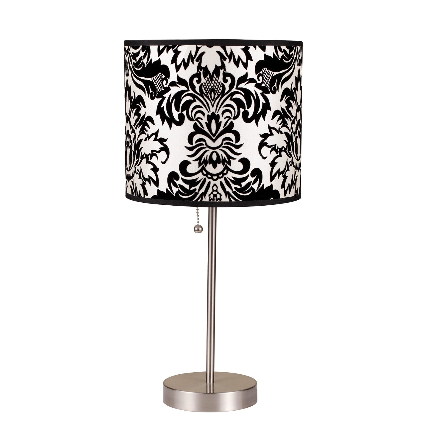 20" Silver Metal Table Lamp With Black And White Classic Drum Shade By Homeroots | Table Lamps | Modishstore