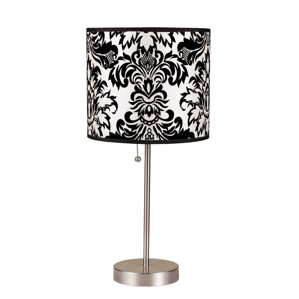 20" Silver Metal Table Lamp With Black And White Classic Drum Shade By Homeroots | Table Lamps | Modishstore - 2