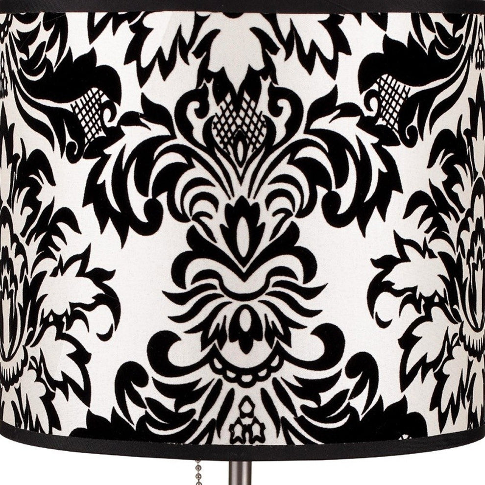 20" Silver Metal Table Lamp With Black And White Classic Drum Shade By Homeroots | Table Lamps | Modishstore - 4