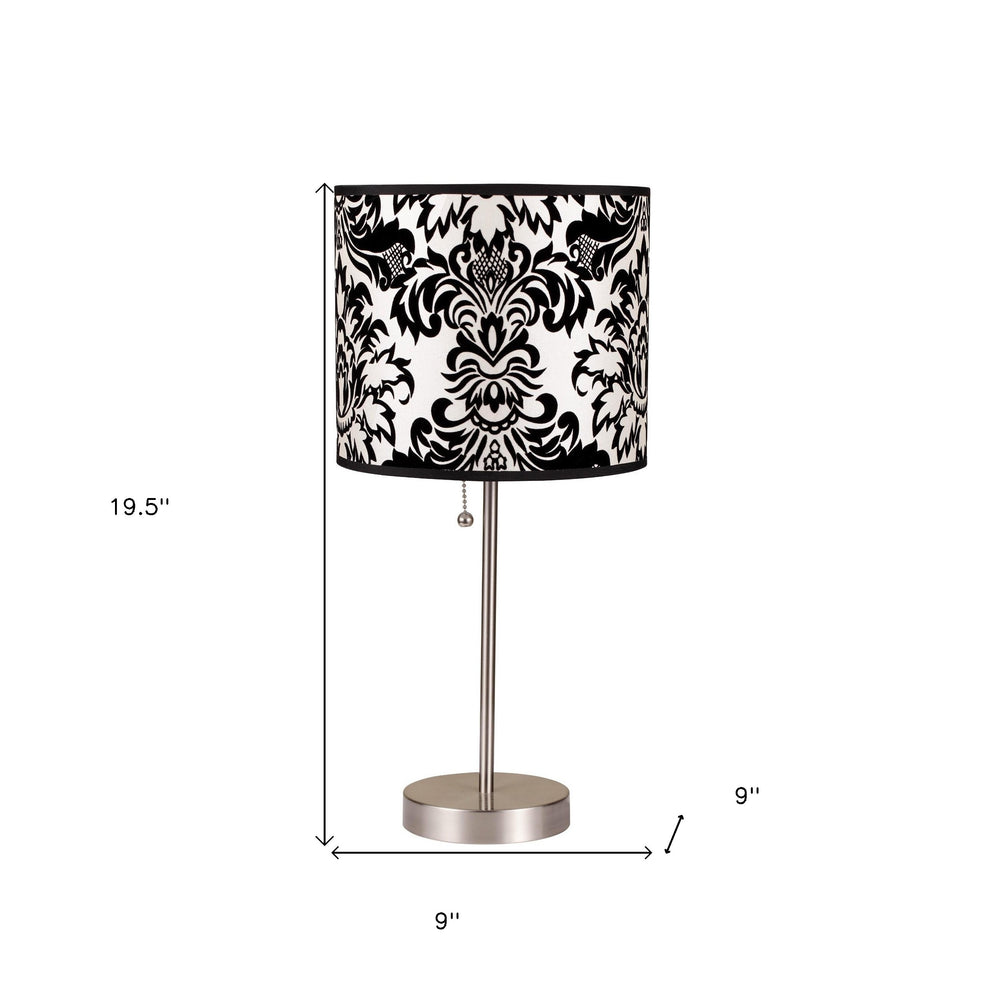 20" Silver Metal Table Lamp With Black And White Classic Drum Shade By Homeroots | Table Lamps | Modishstore - 6