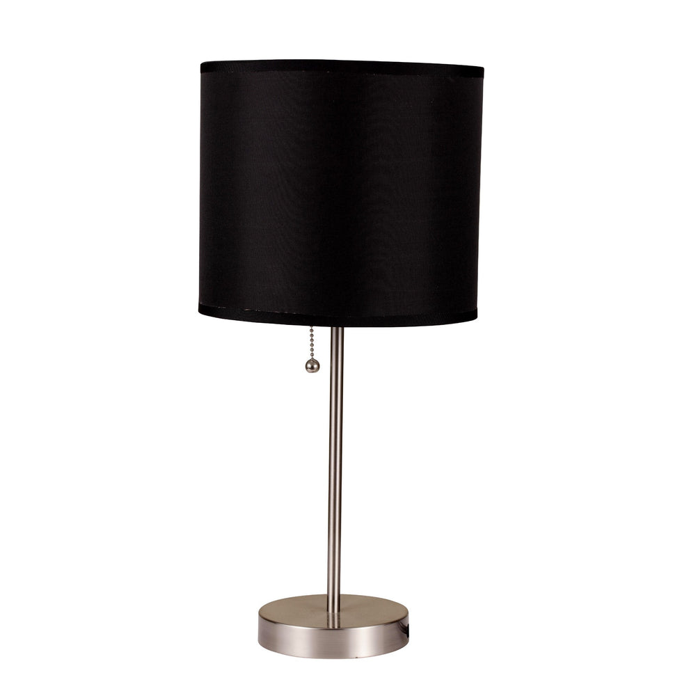 16" Silver Metal Candlestick Table Lamp With Black Classic Drum Shade By Homeroots | Table Lamps | Modishstore - 2
