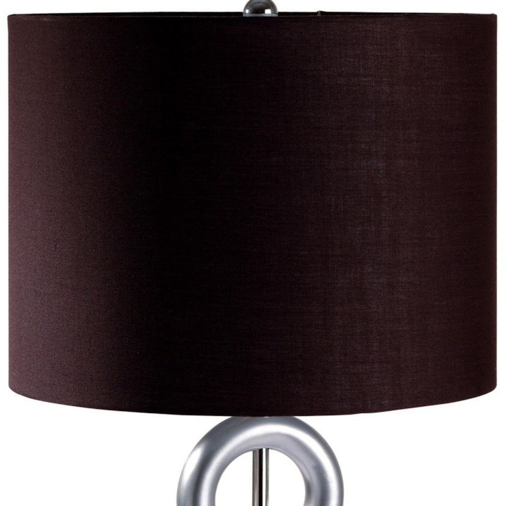 29" Silver Ceramic Geometric Table Lamp With Brown Classic Drum Shade By Homeroots | Table Lamps | Modishstore - 4