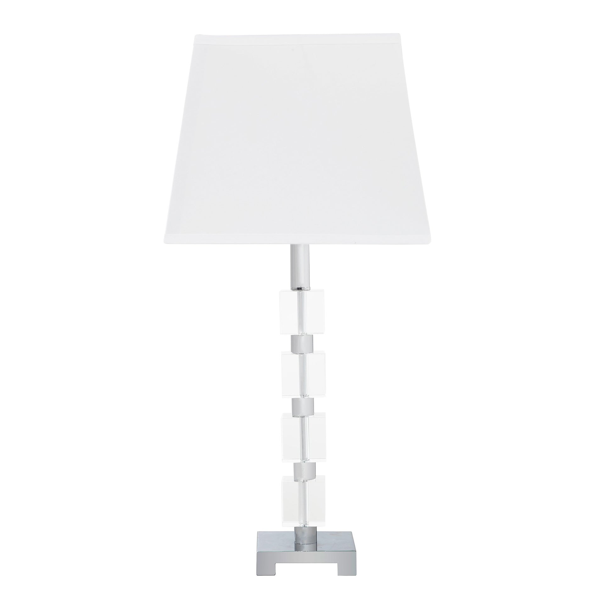 25" Crystal Geo Cubed Table Lamp With White Sharp Corner Square Tapered Shade By Homeroots | Table Lamps | Modishstore