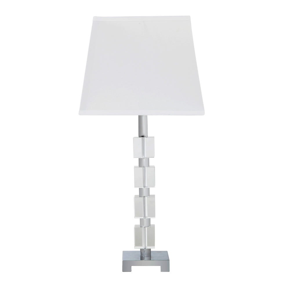 25" Crystal Geo Cubed Table Lamp With White Sharp Corner Square Tapered Shade By Homeroots | Table Lamps | Modishstore - 3